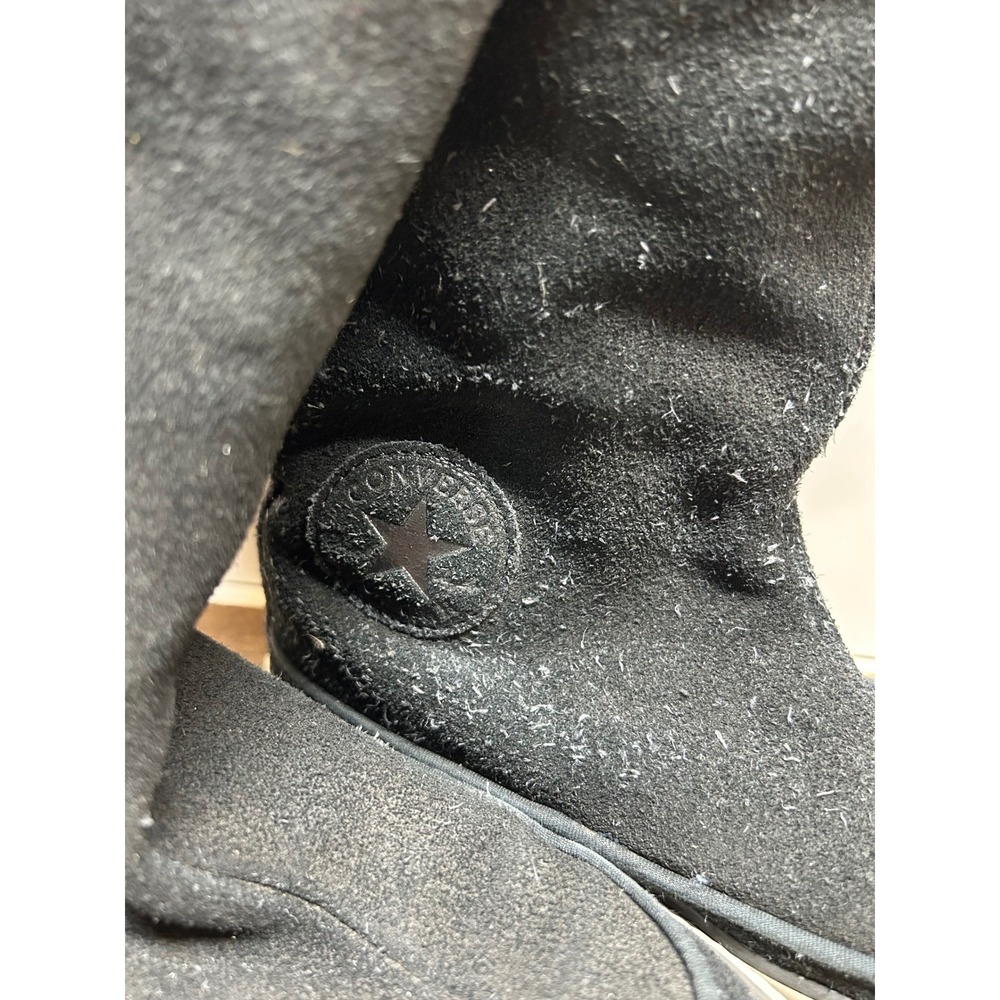 Converse All Star Kids Black Suede Fur Lined Winter Boots Size 13 - Picture 2 of 7
